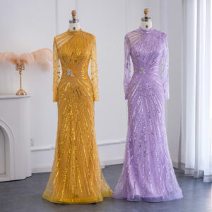 Mermaid Evening Dress Elegant Long Sleeves Arabic Wedding Party Gowns