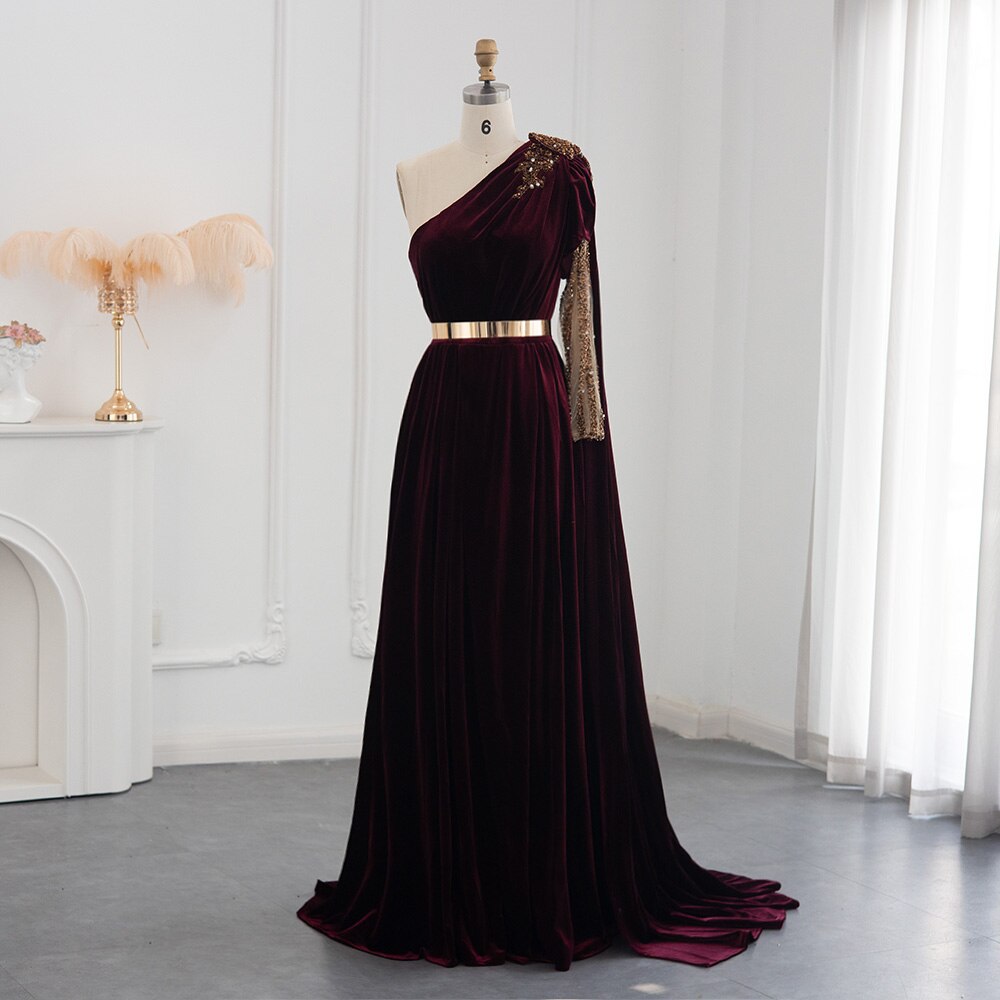 Luxury One Shoulder Evening Dress with Cape Women Formal Dresses for Wedding