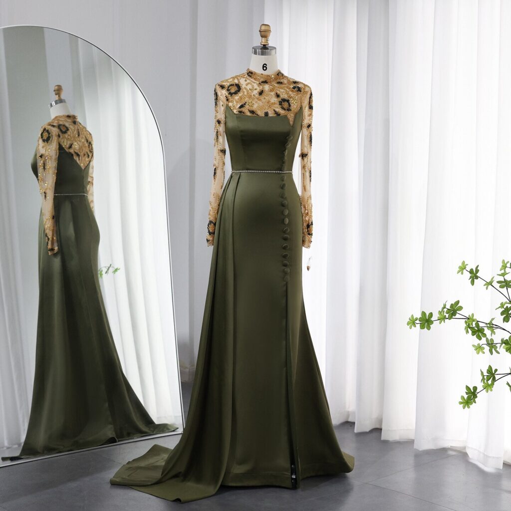 Luxury Mermaid Evening Dress for Women Wedding Elegant Long Sleeve Formal Party Gowns
