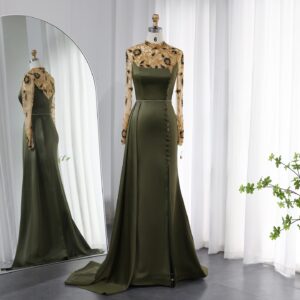 Luxury Mermaid Evening Dress for Women Wedding Elegant Long Sleeve Formal Party Gowns