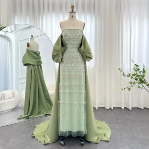 Luxury Evening Dresses with Cape Beaded Elegant Wedding Party Gowns
