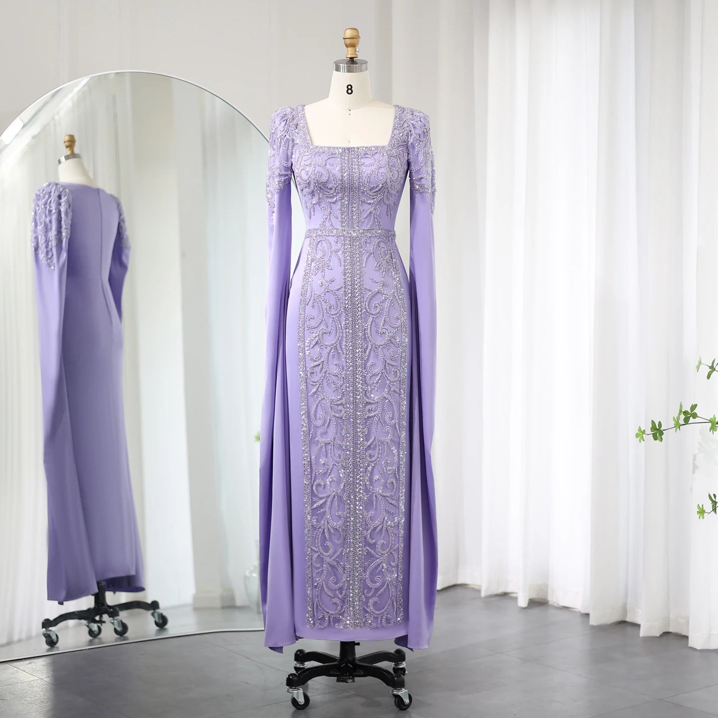 Luxury Mermaid kaftan Evening Dresses with Cape Sleeves Women Wedding Engagement Party Gowns - Image 3