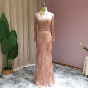 Luxury Tassel  Mermaid Evening Dress for Women Wedding Party Long Sleeve Prom Dresses
