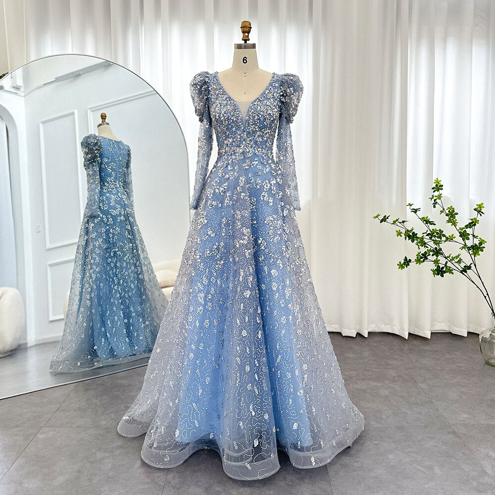 Luxury Evening Dress Elegant Long Sleeve Women Wedding Formal Party Gowns