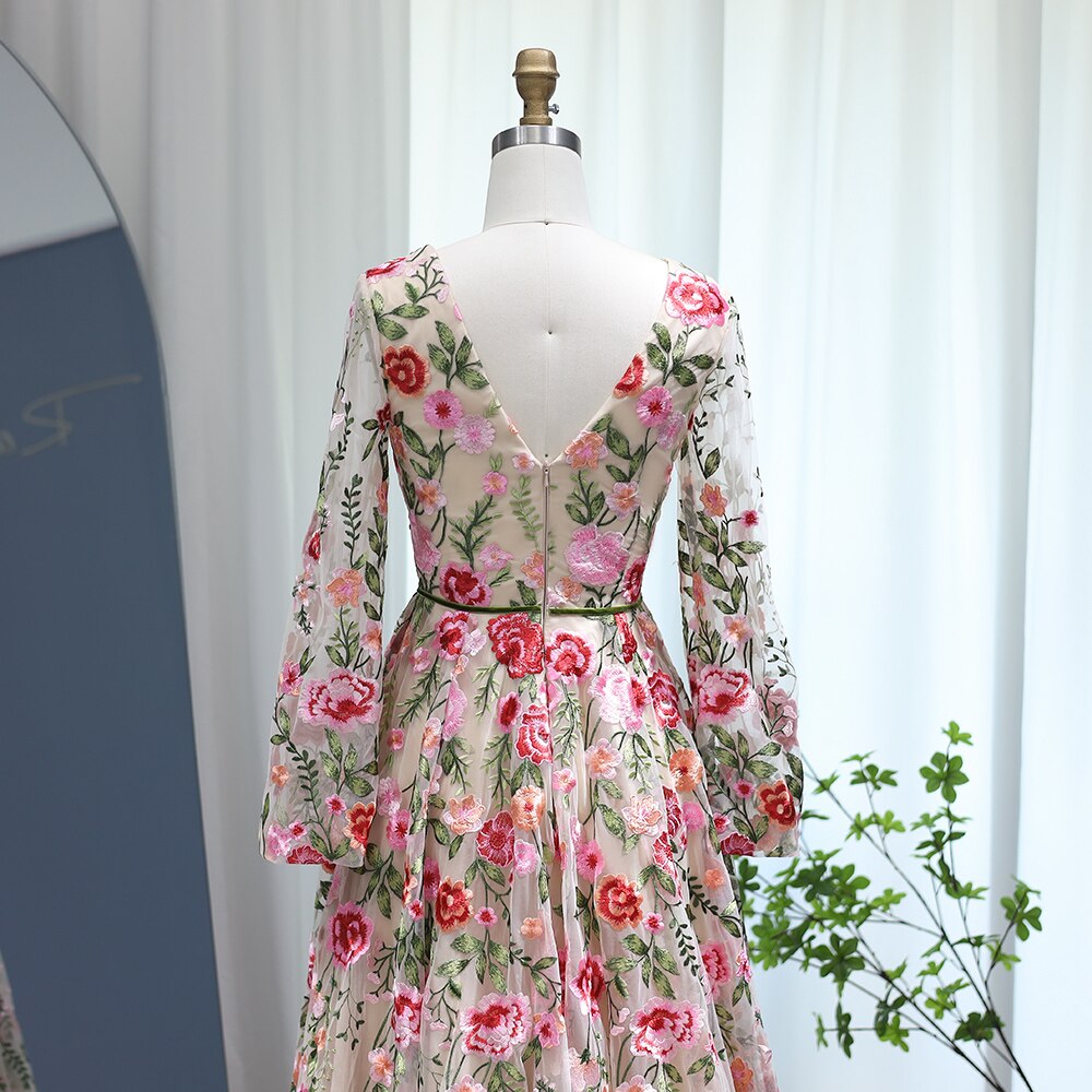 Luxury Embroidery Long Evening Dresses Garden Floral Vintage Formal Prom Dress for Women Wedding Party - Image 6