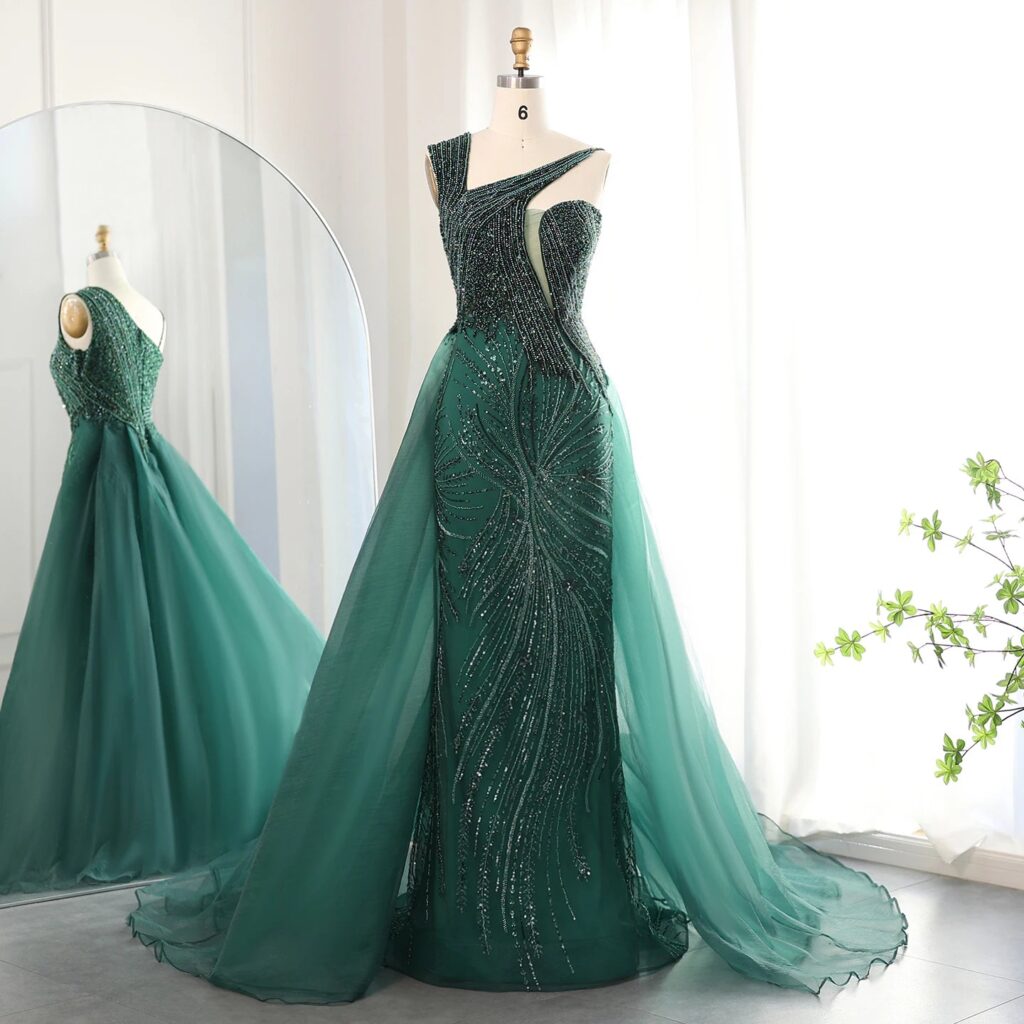 Luxury Evening Dress with Overskirt Elegant One Shoulder Women Wedding Party Prom Formal Gowns