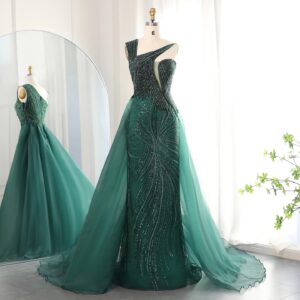 Luxury Evening Dress with Overskirt Elegant One Shoulder Women Wedding Party Prom Formal Gowns
