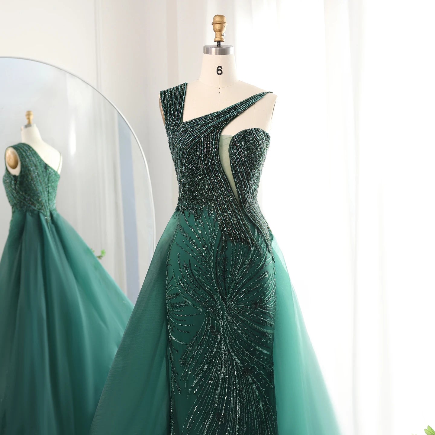 Luxury Evening Dress with Overskirt Elegant One Shoulder Women Wedding Party Prom Formal Gowns - Image 3