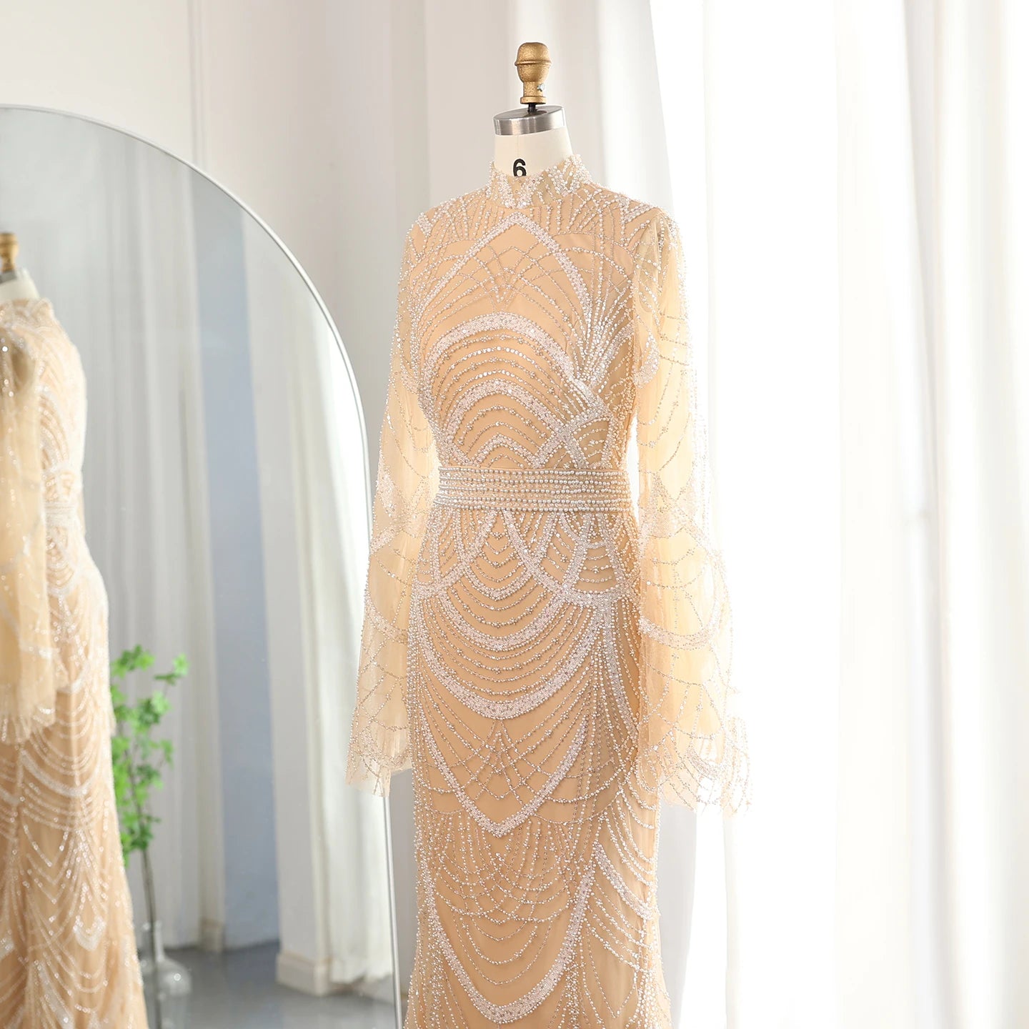 Luxury Mermaid Evening Dresses For Women Wedding Elegant Long Sleeves Formal Party Gowns - Image 4