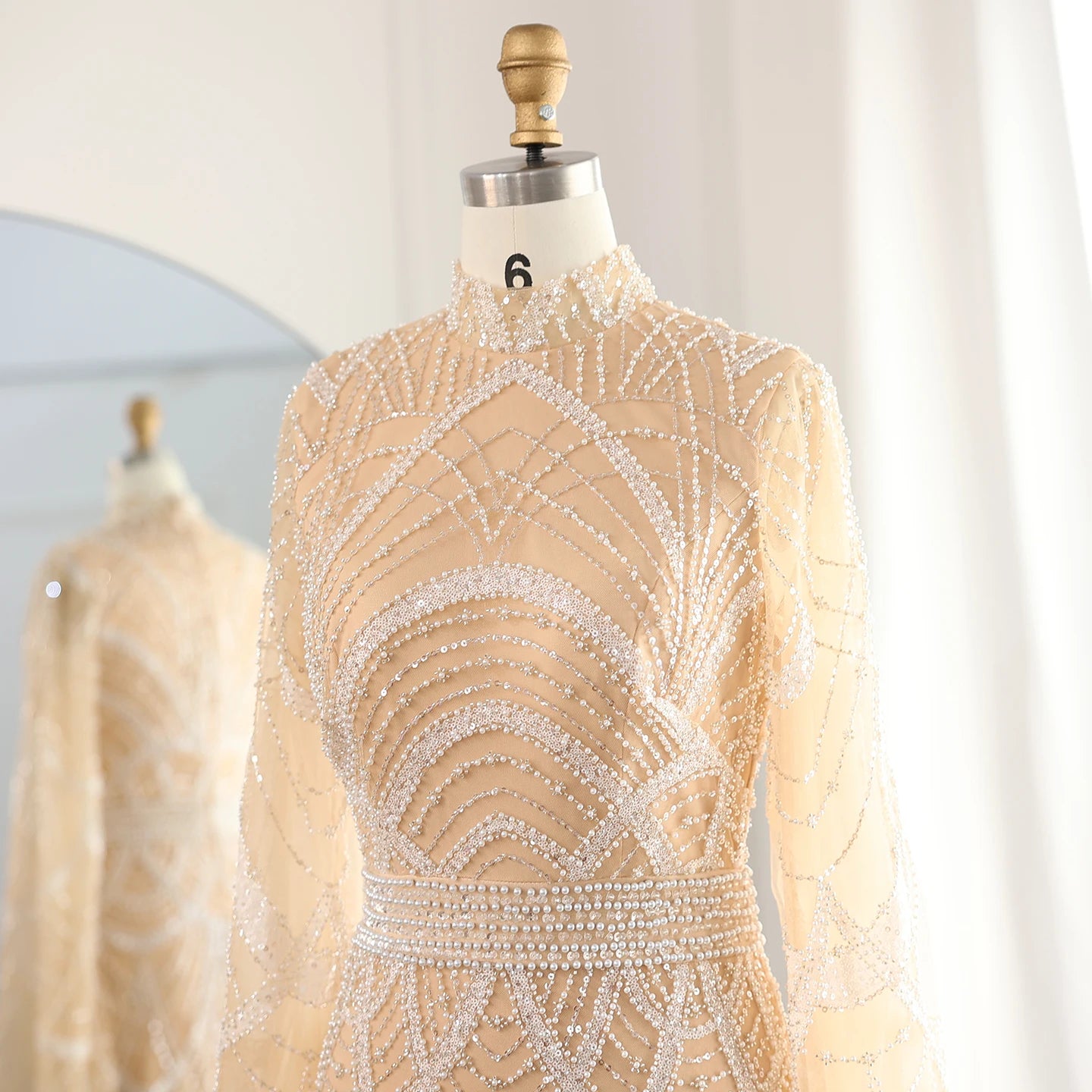 Luxury Mermaid Evening Dresses For Women Wedding Elegant Long Sleeves Formal Party Gowns - Image 5