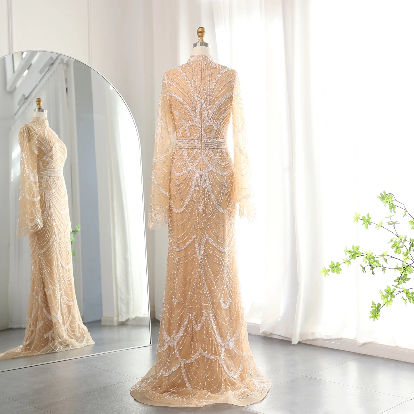 Luxury Mermaid Evening Dresses For Women Wedding Elegant Long Sleeves Formal Party Gowns - Image 6