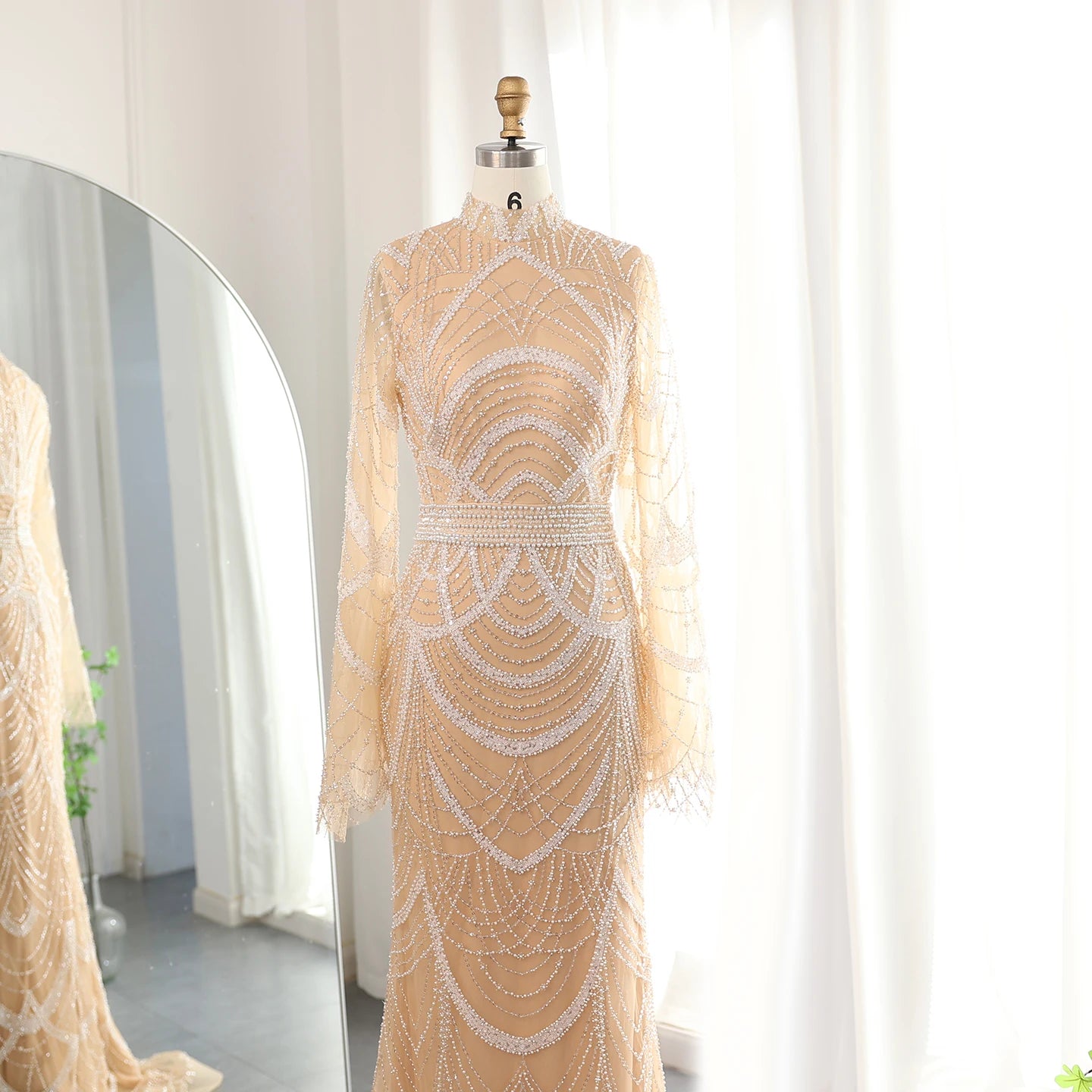 Luxury Mermaid Evening Dresses For Women Wedding Elegant Long Sleeves Formal Party Gowns - Image 2