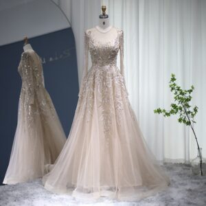 Luxury Evening Dresses Beaded Long Sleeve Formal Dress for Women Wedding Party