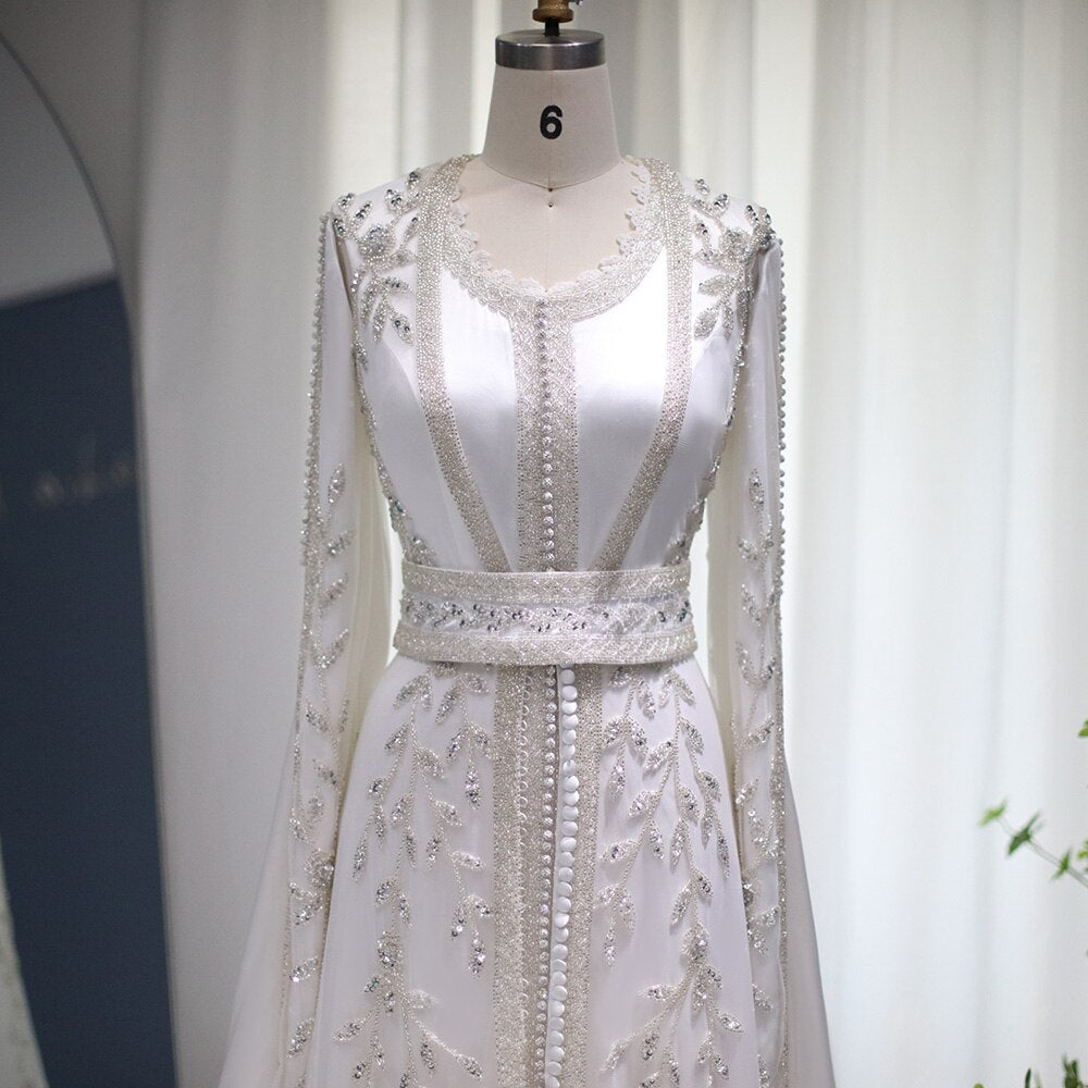 Luxury Kaftan Moroccan Evening Dresses Long Sleeve Women Wedding Party Gowns - Image 2