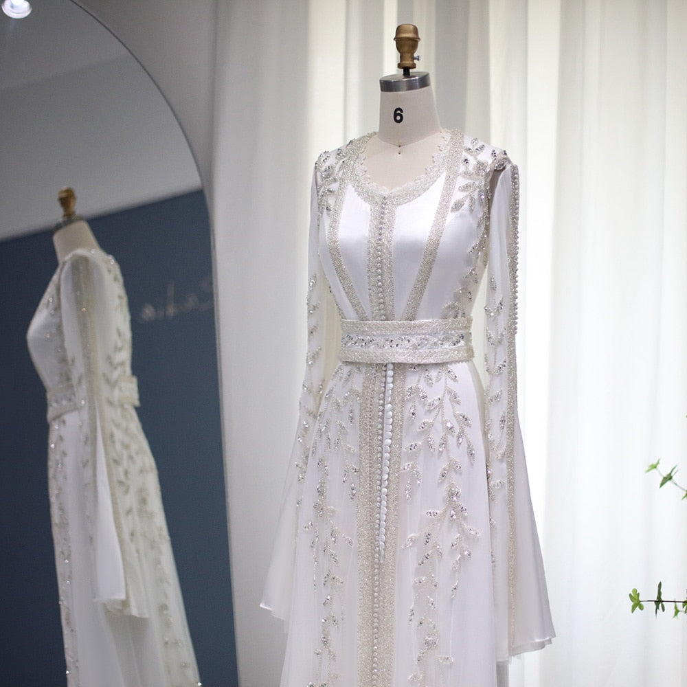 Luxury Kaftan Moroccan Evening Dresses Long Sleeve Women Wedding Party Gowns - Image 3