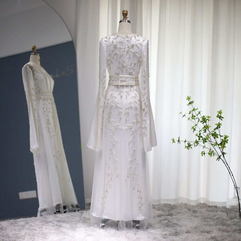 Luxury Kaftan Moroccan Evening Dresses Long Sleeve Women Wedding Party Gowns - Image 4