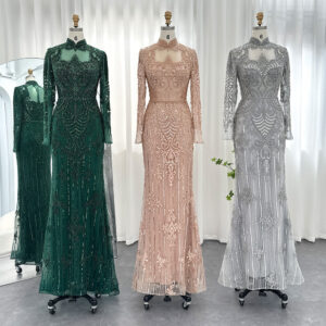 Luxury Evening Dresses Long Sleeves Maxi Wedding Party Gowns