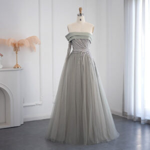 Luxury Evening Dress with One Sleeve Beaded Women Formal Party Dresses for Wedding