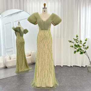 Olive Green Luxury Evening Dresses Elegant Off Shoulder Mermaid Wedding Formal Party Gowns