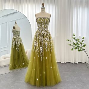 Luxury Evening Dresses for Women Wedding Party Elegant Strapless Formal Prom Gowns