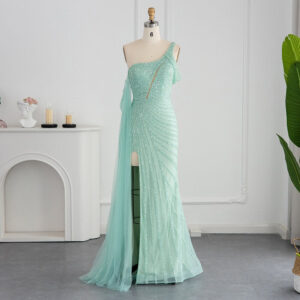 One Shoulder Mermaid Evening Dresses Cape Sleeve Luxury Formal Dress for Wedding Party