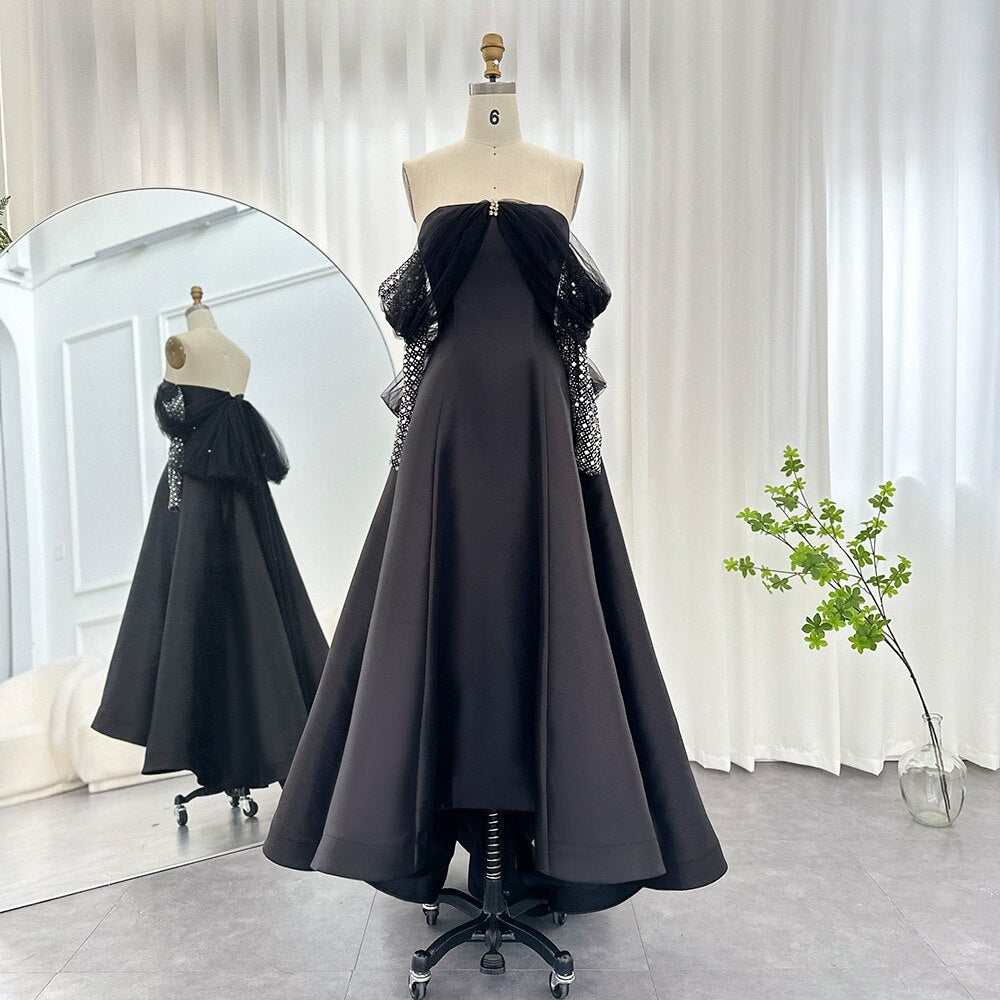 Crystal Luxury Evening Dresses for Women Wedding Party Long Sleeve Dress