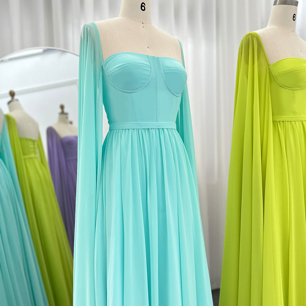 Evening Dresses with Cape Sleeves Elegant Women Wedding Party Formal Gown - Image 21