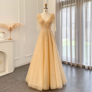 Sexy V-Neck Luxury Evening Dress for Women Wedding Party Elegant Long Formal Prom Dresses
