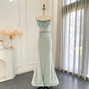 Turquoise Crystal Luxury Evening Dress for Women Wedding Party Elegant Long Mermaid Formal Prom Dresses