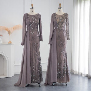 Vintage Lace Mermaid Evening Dresses Luxury Beaded Formal Dress for Women Wedding Party