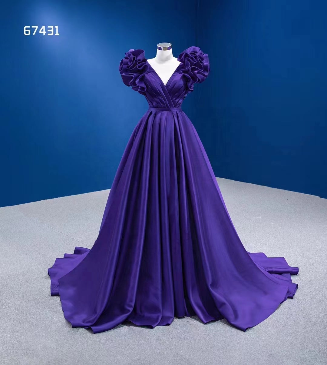 2022 Satin Ball Gown Elegant Purple 3D Flowers Long Dress e Women'S Dress