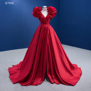 2022 Prom Dress Elegant Red Satin Minimalist 3D Flower Cross Design Evening Dress