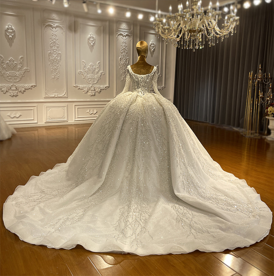 High Quality Lace long sleeves Bridal Wedding Ball Gown Dress - Image 4