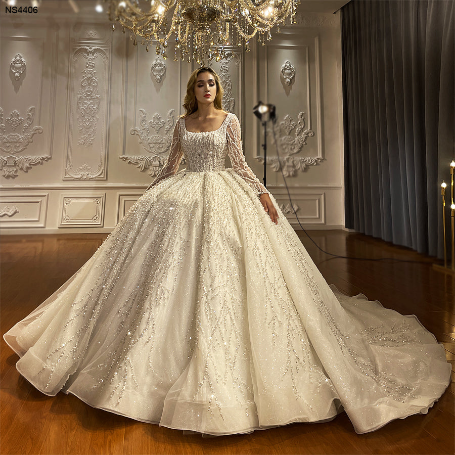 High Quality Lace long sleeves Bridal Wedding Ball Gown Dress - Image 2