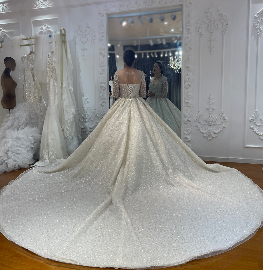 High Quality Lace long sleeves Bridal Wedding Ball Gown Dresses - Image 4