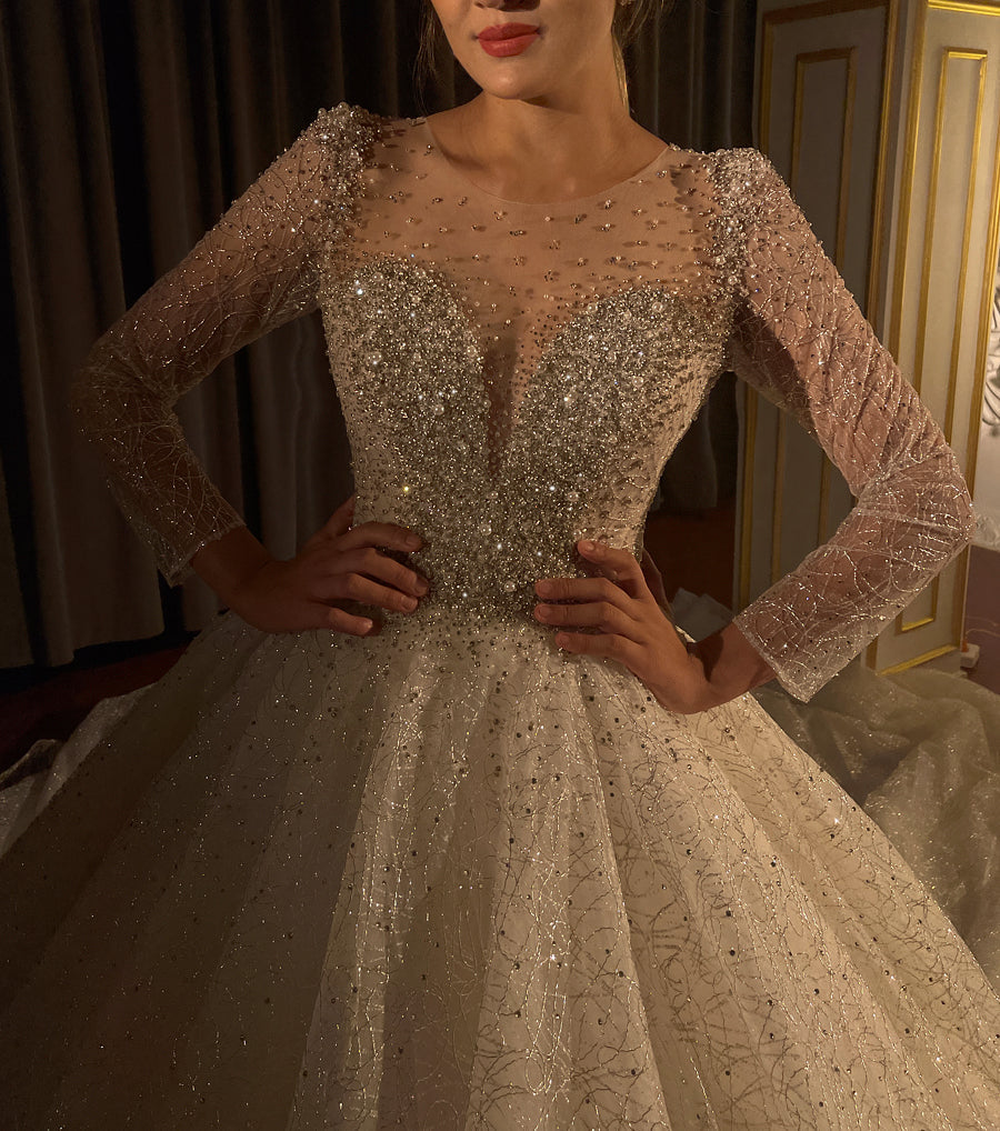 High Quality Lace long sleeves Bridal Wedding Ball Gown Dresses - Image 3