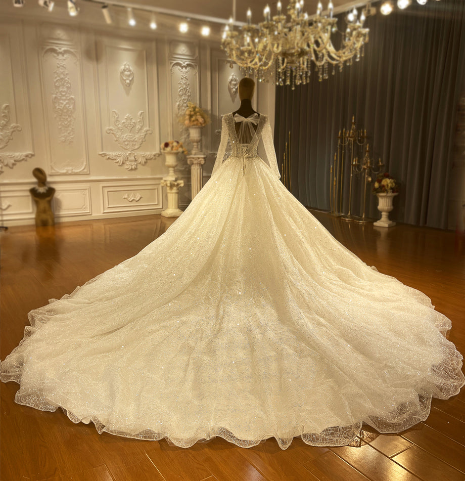 High Quality Lace long sleeves Bridal Wedding Ball Gown Dresses - Image 6