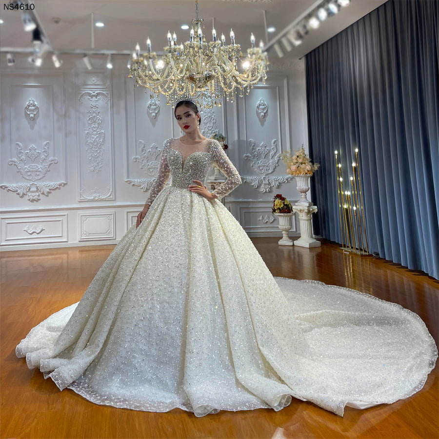 High Quality Lace long sleeves Bridal Wedding Ball Gown Dresses - Image 2