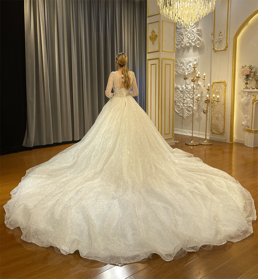 High Quality Lace long sleeves Bridal Wedding Ball Gown Dresses - Image 5