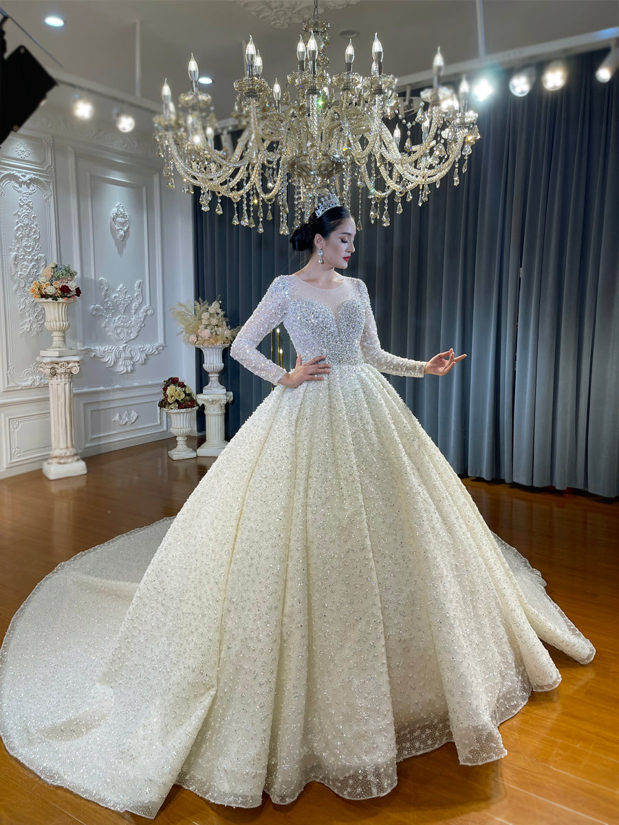 High Quality Lace long sleeves Bridal Wedding Ball Gown Dresses - Image 3